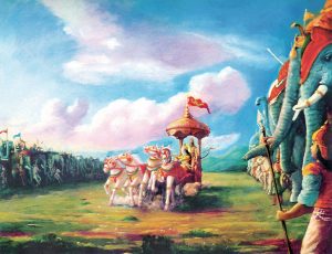 krishna takes arjuna chariot between both armies