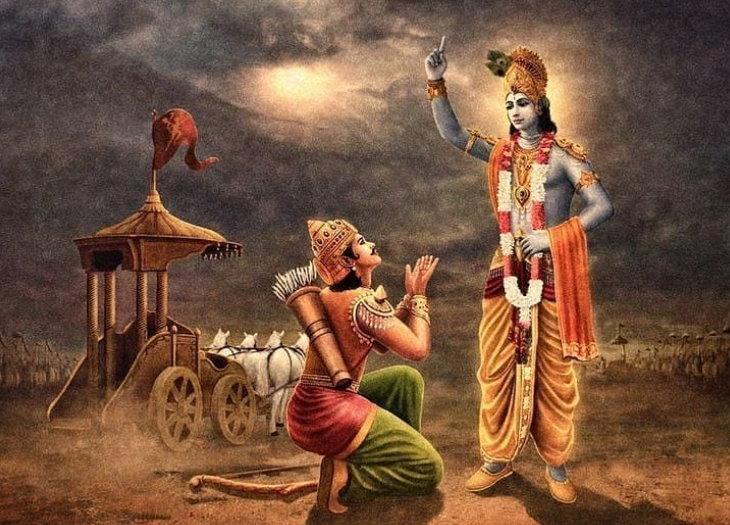 Shri Krishna and Deluded Arjuna